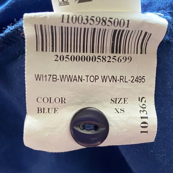 Annabelle Blue & Pink Cap Sleeve Button Up Shirt Women's Size XSmall - Picture 7 of 8